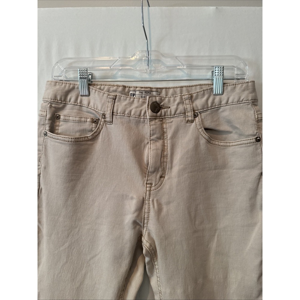 Free People Pants Womens Size 28 Tan Flared Chino Pull On Stretch Boho Casual